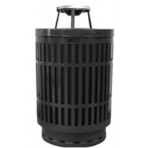 WITT Mason Collection Outdoor Waste Receptacle with Ash Top - 40 Gallon, Black